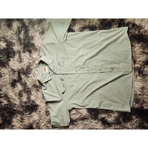 Wrangler xxl Mens Relaxed Fit Light Blue Button Up Short Sleeve Shirt